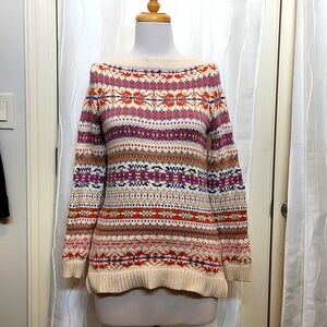 Lauren Ralph Lauren Fair Isle Boat Neck Knit Sweater